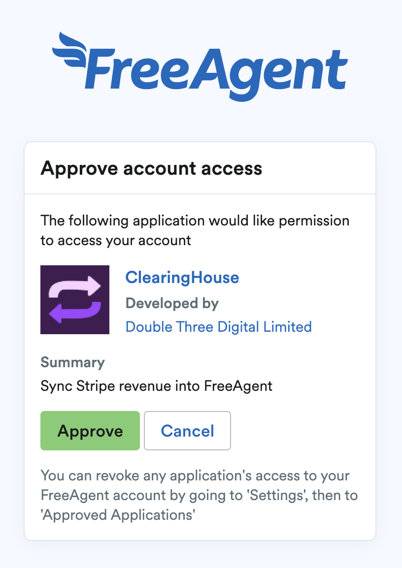 FreeAgent Access Approval page