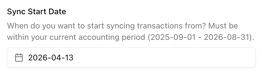 Sync Start Date option during the setup process